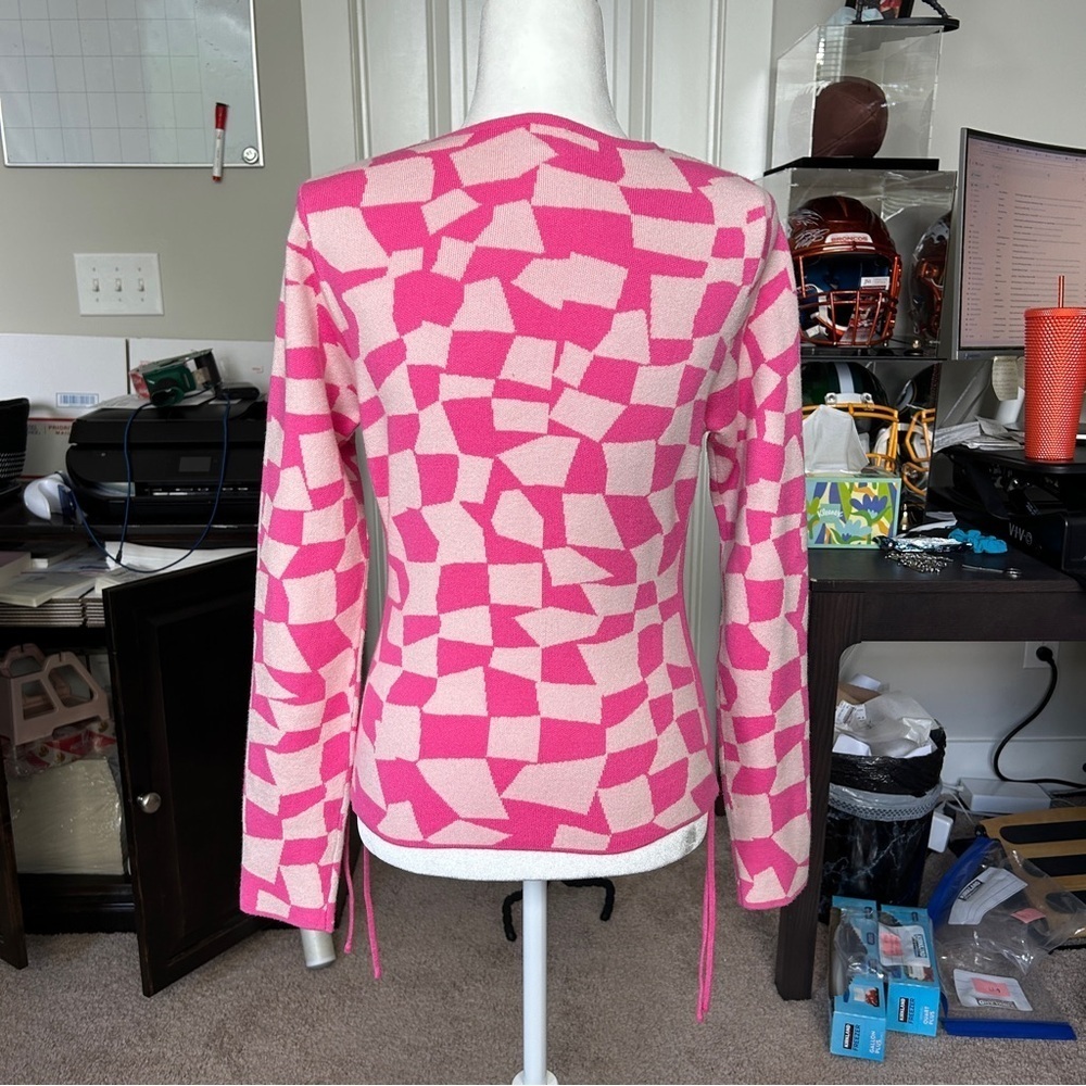 Le Lis Collection Pink Cream Abstract Long Sleeve Shirt Size Large - Picture 2 of 8
